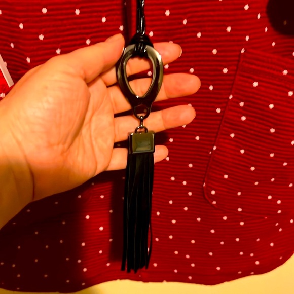 M Polka Dot Red top with Black Built in Necklace 2Front Pockets Two-Third Sleeve - Picture 5 of 12